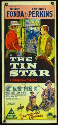 s051 TIN STAR Australian daybill movie poster '57 Henry Fonda, Perkins