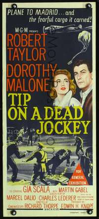 s050 TIP ON A DEAD JOCKEY Australian daybill movie poster '57 Robert Taylor
