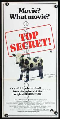 s043 TOP SECRET Australian daybill movie poster '84 Val Kilmer spy spoof!