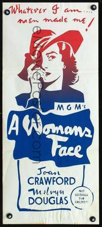s012 WOMAN'S FACE Australian daybill movie poster R50s Joan Crawford