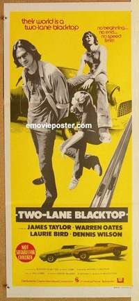 s035 TWO-LANE BLACKTOP Australian daybill movie poster '71 James Taylor