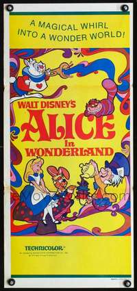 s581 ALICE IN WONDERLAND Australian daybill movie poster R74 Walt Disney