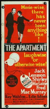 s563 APARTMENT Australian daybill movie poster '60 Wilder,Lemmon,MacLaine
