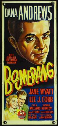 s529 BOOMERANG Australian daybill movie poster '47 Andrews film noir!