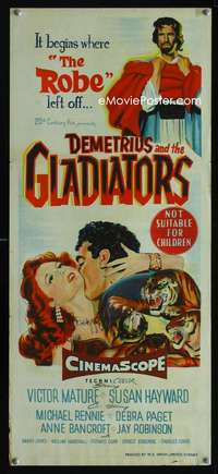 s435 DEMETRIUS & THE GLADIATORS Australian daybill movie poster '54 Hayward