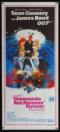 s433 DIAMONDS ARE FOREVER Australian daybill movie poster '71 James Bond!