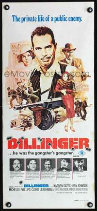 s429 DILLINGER Australian daybill movie poster '73 gangster Warren Oates!