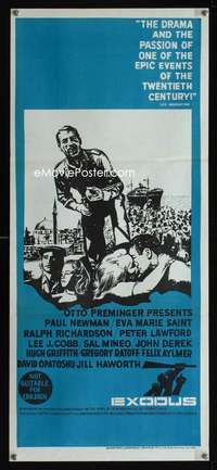 s403 EXODUS Aust daybill '62 Otto Preminger, title art of arms reaching for rifle by Saul Bass!