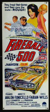 s390 FIREBALL 500 Australian daybill movie poster '66 car racing, Avalon
