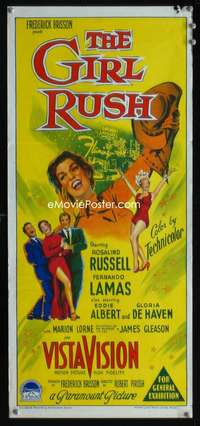 s359 GIRL RUSH Australian daybill movie poster '55 Russell in Las Vegas!
