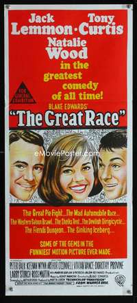 s338 GREAT RACE Australian daybill movie poster '65 Curtis, Lemmon, Wood
