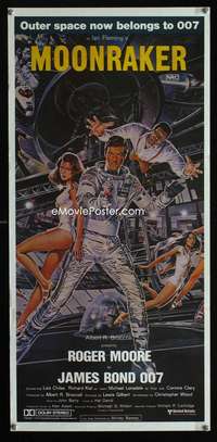s219 MOONRAKER w/borders Australian daybill movie poster '79 James Bond!
