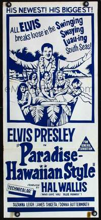s188 PARADISE - HAWAIIAN STYLE Australian daybill movie poster R70s Elvis