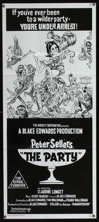 s187 PARTY Australian daybill movie poster R70s Peter Sellers, Blake Edwards