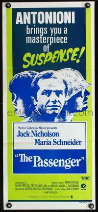 s185 PASSENGER Australian daybill movie poster '75 Nicholson, Antonioni