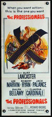 s166 PROFESSIONALS Australian daybill movie poster R71 Burt Lancaster