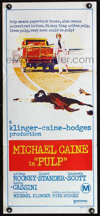 s162 PULP Australian daybill movie poster '72 Michael Caine, Mickey Rooney