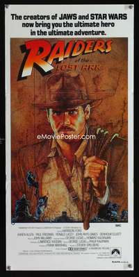 s159 RAIDERS OF THE LOST ARK Australian daybill movie poster '81 Amsel art