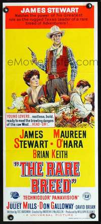 s154 RARE BREED Australian daybill movie poster '66 James Stewart, O'Hara