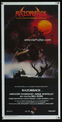 s153 RAZORBACK Australian daybill movie poster '84 Clinton horror art!