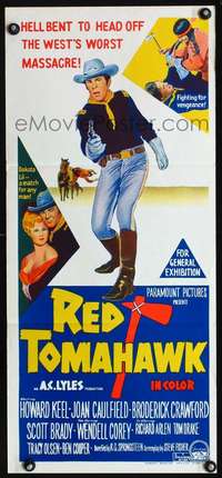s151 RED TOMAHAWK Australian daybill movie poster '66 Howard Keel, Caulfield