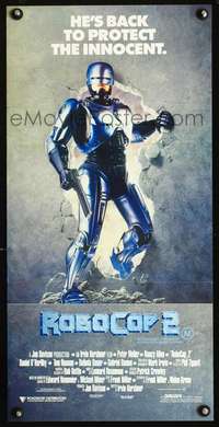 s140 ROBOCOP 2 Australian daybill movie poster '90 Peter Weller, cyborg!