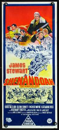 s114 SHENANDOAH Australian daybill movie poster '65 James Stewart, Civil War