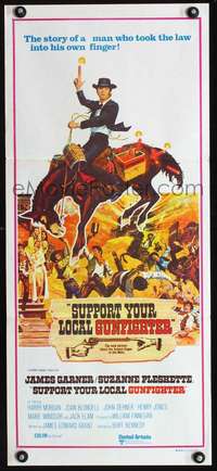 s073 SUPPORT YOUR LOCAL GUNFIGHTER Australian daybill movie poster '71