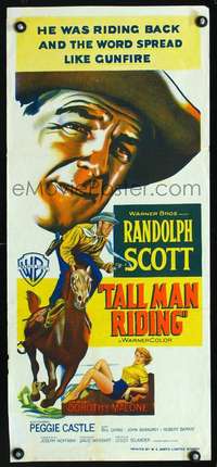 s068 TALL MAN RIDING Australian daybill movie poster '55 Randolph Scott