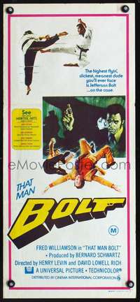 s061 THAT MAN BOLT Australian daybill movie poster '73 kung fu Fred Williamson!