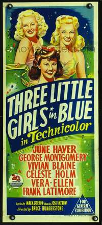 s056 THREE LITTLE GIRLS IN BLUE Australian daybill movie poster '46 Haver