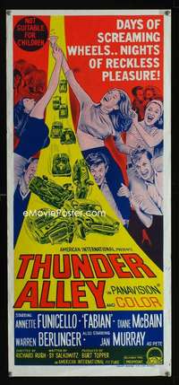 s054 THUNDER ALLEY Australian daybill movie poster '67 Funicello, Avalon