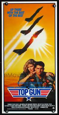 s044 TOP GUN Australian daybill movie poster '86 Navy pilot Tom Cruise!