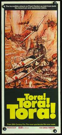 s041 TORA TORA TORA Australian daybill movie poster '70 Pearl Harbor art!
