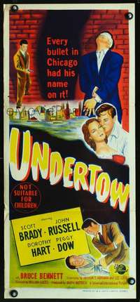 s034 UNDERTOW Australian daybill movie poster '49 Scott Brady film noir!