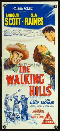 s024 WALKING HILLS Australian daybill movie poster '49 Randolph Scott