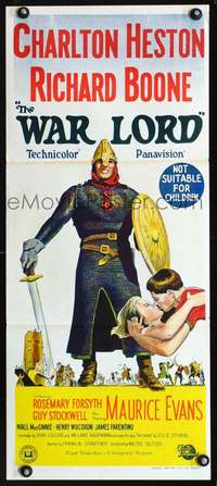 s022 WAR LORD Australian daybill movie poster '65 knight Charlton Heston!