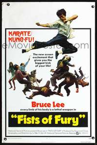 t164 FISTS OF FURY one-sheet movie poster '73 Bruce Lee kung fu classic!