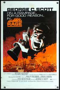 t401 RAGE one-sheet movie poster '72 George C. Scott, Akimoto artwork!