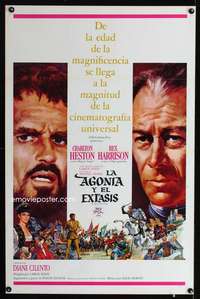 t021 AGONY & THE ECSTASY Spanish/U.S. one-sheet movie poster '65 Charlton Heston