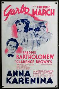 t033 ANNA KARENINA one-sheet movie poster R62 Greta Garbo, Fredric March