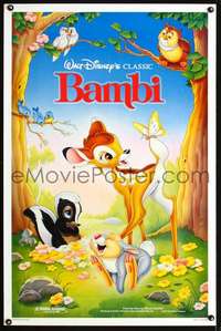 t045 BAMBI one-sheet movie poster R88 Walt Disney cartoon deer classic!