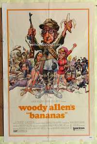 t046 BANANAS one-sheet movie poster '71 Woody Allen, Jack Davis art!