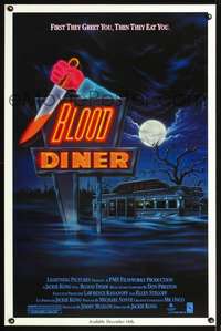 t059 BLOOD DINER video one-sheet movie poster '87cannibal restaurant!