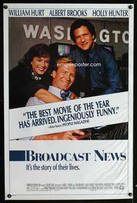 t073 BROADCAST NEWS one-sheet movie poster '87 William Hurt, Hunter, Brooks