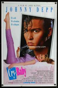 t108 CRY-BABY DS advance one-sheet movie poster '90 John Waters, Johnny Depp