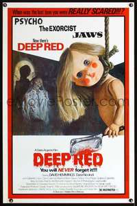 t120 DEEP RED one-sheet movie poster '75 Dario Argento, wild creepy image!