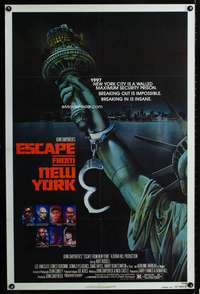 t141 ESCAPE FROM NEW YORK advance one-sheet movie poster '81 Watts art!