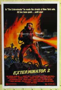 t148 EXTERMINATOR 2 one-sheet movie poster '84 wild flamethrower image!