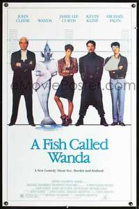 t163 FISH CALLED WANDA one-sheet movie poster '88 Cleese, Jamie Lee Curtis